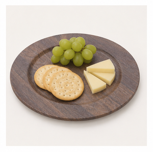 Assiettes de présentation rondes en plastique imitation bois rustique, en gros, pour mariages et fêtes, à prix raisonnable - Product Image 4