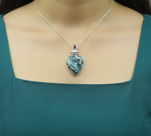 Boho Tree Agate <b>Heart</b> Pendant 925 Sterling Silver Rose Gold Yellow Gold Plated Handmade Gemstone Necklace <b>Charm</b> - Product Image 3