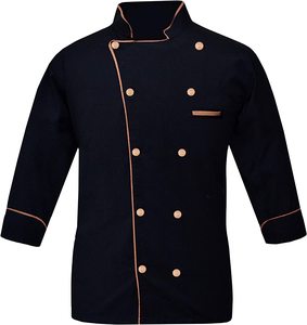Handmade Embroidered Black Unisex Chef Coat Long Sleeve Polyester Culinary Jacket for Hotel and Home <b>Kitchen</b> Wear - Product Image 4