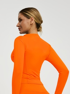 Veste coupe-vent légère pour femme, brodée, doublée, unie, à séchage rapide, zippée, manches longues, pour le yoga, la course à pied et les activités de plein air - Product Image 2