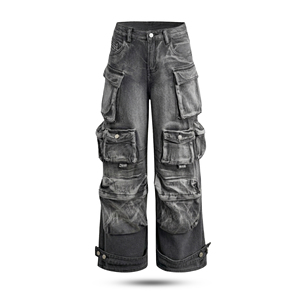 CLOVIX SPORTS Pantalones Cargo de Mezclilla Personalizados para Hombre, Corte Holgado, Multibolsillos, Jeans Lavados, Ropa Urbana, Fabricante Mayorista - Product Image 1