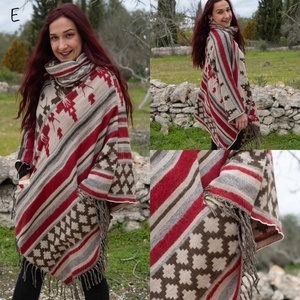 Boho Acrylic Wool <b>Poncho</b> Tribal Festival Shawl Handmade Ethnic Cloak Warm Hooded Wrap Stylish Winter Layer for Women and Men - Product Image 5