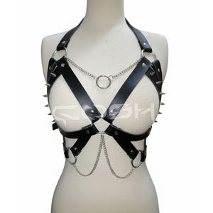 Arnés Corporal de Cuero Negro Gótico Sexy con Cadenas Multicapa - Proveedor - Product Image 1