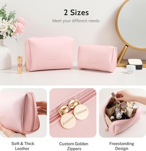 Genuine Leather Wholesale Accessories Organizer Travel Pouch Beauty Zipper Cosmetic Bags Women's Makeup Bag Men's <b>Toiletry</b> Bag - Product Image 3