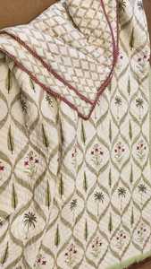Handmade Cotton Block Printed <b>Quilt</b> Cozy Lightweight Bedspread Artisan <b>Bedding</b> Blanket Bulk Supplier Export India - Product Image 2