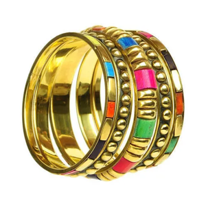 Meilleurs ensembles de bracelets joncs vintage en alliage plaqué or et résine géométrique, bijoux unisexes élégants et tendance de style bohème pour femme et mariage - Product Image 2