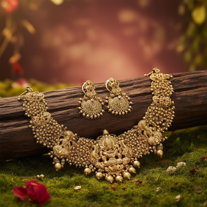 Antique Gold Plated 24K Gold Temple Jewellery Earring Set - Product Image 3