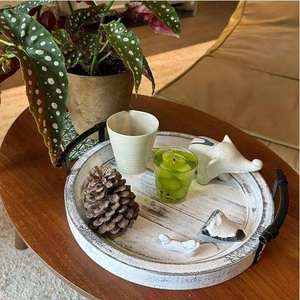 Bandeja de Servir Rústica de Madera para Desayuno en la Cama, Comida y Bebidas, Bandeja Rectangular Resistente Hecha a Mano con Asas para Decoración del Hogar - Product Image 6