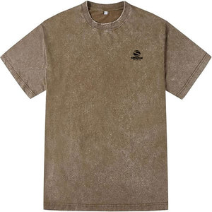 Camiseta para hombre personalizada con lavado ácido, de algodón/spandex, estilo oversize vintage, corte holgado, streetwear, con logo y letras personalizados. - Product Image 3