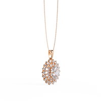 Pendentif en diamant de culture brillant taillé en forme de chaîne, couleur D-E-F, or jaune, rose et blanc massif, luxe, certifié IGI, bijoux fins unisexes
