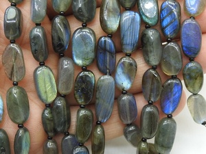 Labradorite Tumble Bead-Multi Fire-Smooth Polished-8Inch Strand 12To16MM Approx-Natural <b>Stone</b> - Product Image 3