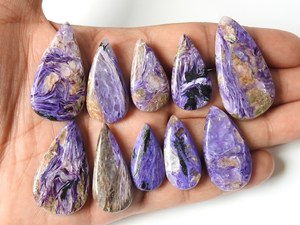 Wholesale Natural Charoite Smooth Polished Cabochon Loose Stone Fancy Shape 20-40mm Long For Handmade Jewelry Making Price - Product Image 1