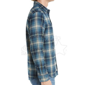 <b>Men's</b> Fleece Lined Knitted Flannel Shirt One Pocket <b>Watch</b> Plaid Pattern Loose Fit Casual Shirt High-quality OEM Service - Product Image 3