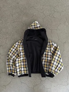 Hoodie Street Classic <b>Jacket</b> Men's Oversized Trend Winter Fall Shoulder Plaid Stripe Digital Printing Reverse-wearing - Product Image 3
