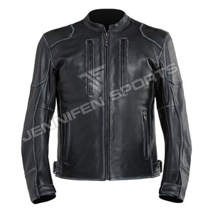 Veste en cuir de vachette véritable pour homme, style motard, noire, fabriquée par des fabricants de vestes en cuir pour moto. - Product Image 1