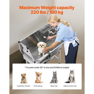 Vasca da bagno per la toelettatura di cani in acciaio inossidabile 34 \ "con rubinetto per scale e porta sinistra-per la pulizia e il bagno degli animali domestici - Product Image 4