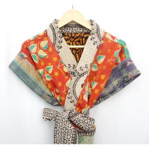 Nouvelle Veste Kimono Courte Imprimée en Coton Kantha Tricoté, Faite à la Main, Style Vintage Indien, pour Femme, Vente en Gros - Product Image 3