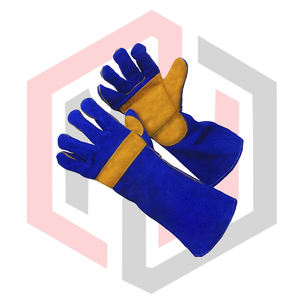 ถุงมือเชื่อมหนังเสริมแรงสีน้ำเงิน ถุงมือป้องกันเต็มรูปแบบ ยืดหยุ่น ระบายอากาศได้ดี ทนต่อการฉีกขาด ทนต่อการสึกหรอ ทนความร้อน - Product Image 4