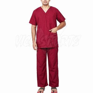 Durable 100% Cotton Knitted <b>Scrub</b> <b>Sets</b> for Hospital Use Easy Care Fabric Men's Comfort <b>Scrub</b> Suit - Product Image 6