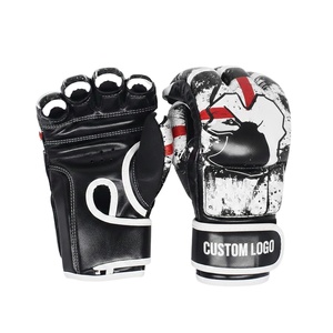 Gants d'entraînement MMA personnalisés avec logo, en cuir PU, à doigts ouverts, équipement de combat - Product Image 1