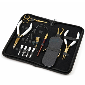 Professional Hair <b>Extension</b> Tool Kit <b>Beading</b> Needle Plier Set Stainless Steel Black Kit with Leather Case for Salon Experts - Product Image 1