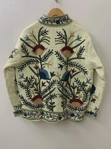 Poncho de Algodón Bordado con Flores Estilo Bohemio, Cuello en V, Manga Larga, Ropa Exterior para Mujer, Estilo Casual de Primavera - Product Image 4