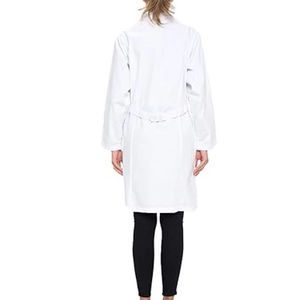 Bata de Laboratorio Blanca Tejida para Mujer, Uniforme de Hospital, Algodón y Poliéster, 3 Bolsillos, Cierre de Broches, Bata Médica - Product Image 5