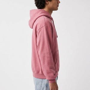 Wholesale Men's <b>Pink</b> Hooded <b>Sweatshirt</b> Regular Fit Fleece Casual Solid Color Pullover with Pocket Autumn Wear - Product Image 3
