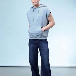 Sweat-shirt zippé à capuche oversize pour homme, gris uni, en molleton bouclette, décontracté, pour l'automne, 500 g/m², tricoté 100 % coton, avec poche frontale à logo - Product Image 2