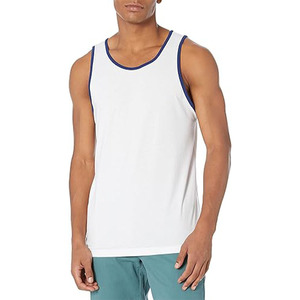 Débardeur de sport pour homme en coton et bambou à séchage rapide, avec poche imprimée, pour l'entraînement estival, la course et la musculation, avec badge - Product Image 1