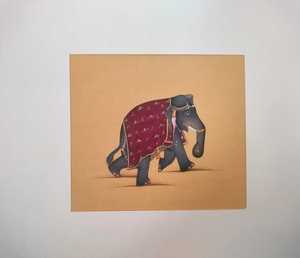 Pintura Étnica Hecha a Mano de Elefantes sobre Lienzo, Arte Mural Pintado a Mano, Estilo Tradicional Indio para Decoración de Interiores de Hogar, Oficina, Sala de Estar - Product Image 5