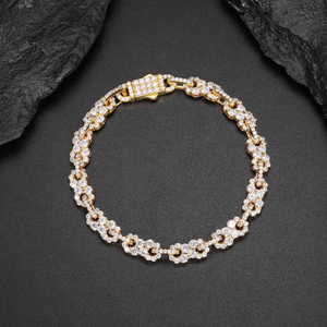 Luxury Moissanite <b>Clover</b> <b>Bracelet</b> Iced Out Floral Link Tennis <b>Bracelet</b> Silver Finish Sparkling Statement Jewelry - Product Image 1
