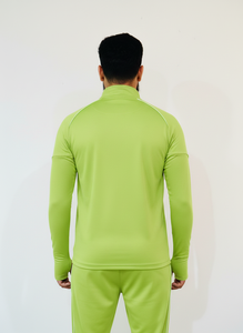เสื้อออกกำลังกายแขนยาวสีเขียวมะนาวสำหรับผู้ชาย แบบซิปครึ่งตัว แห้งเร็ว สีพื้น ทรงพอดีตัว ใส่ได้ทุกฤดู - Product Image 2