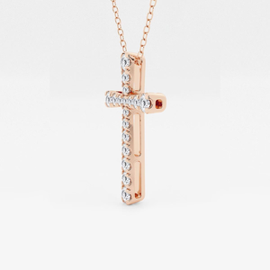 Pendentif croix élégant en diamant rond de laboratoire 2 CTW, pavé français, bijou de foi, cadeau pour femme - Product Image 3