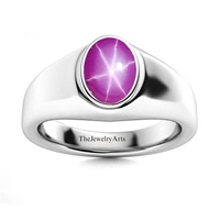 Bague étoile à six branches en rubis naturel, en argent sterling 925, bague pour homme, bijoux en argent faits à la main, bague de mariage, bague ovale, cadeau