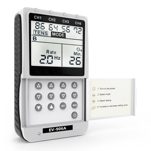 EV-906 TENS + EMS Machine with 5 TENS Modes & 24 Programs for Physical Therapy and Rehabilitation
