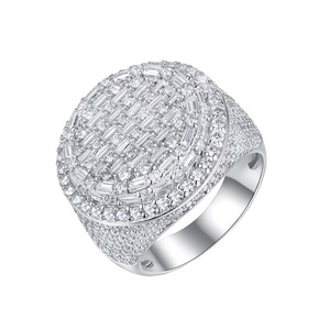 Anillo de Hombre con Incrustaciones de Moissanita, Estilo Baguette, Plata de Ley 925, Chapado en Oro Blanco de 18K, Joyería de Lujo, Moda Hip Hop - Product Image 2