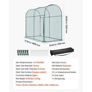 Gabbia per colture alta 5,9 x 2,98 x 4,9 piedi resistente al vento con porta con cerniera, facile da installare, tenda di protezione per piante da giardino esterno con rete - Product Image 2