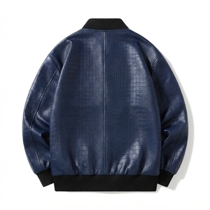 OEM ODM Custom <b>Men's</b> Genuine <b>Leather</b> Bomber <b>Jacket</b> Winter Stand Collar Windproof High Street Casual Fashion <b>Jacket</b> with Custom L - Product Image 4
