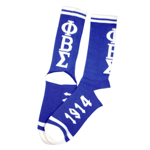 Phi Beta Sigma Royal Blue Crew <b>Socks</b> 1914 Fraternity Knit Athletic Comfortable Stretch Everyday Wear - Product Image 2