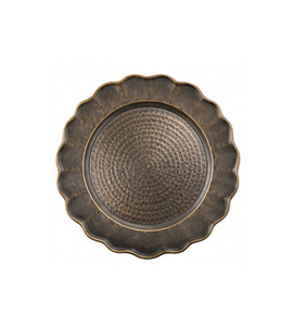 Assiette décorative ronde en cuivre martelé, faite à la main, design massif, pour plats de fête, style moderne, assiette en métal - Product Image 5