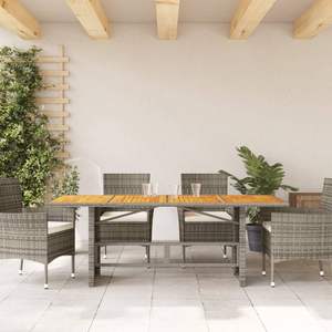 Mesa de Jardín de Madera de Acacia Sólida con Ratán PE Gris y Acero con Recubrimiento en Polvo, Duradera y Elegante - Product Image 3