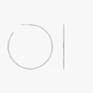 Pendientes de Aro Delgados de 2 Pulgadas con Diamantes Redondos Cultivados en Laboratorio de 0.53CTW en Oro Blanco de 14K para Mujer, con Certificación IGI VS1, en Oferta para Exportación - Product Image 6