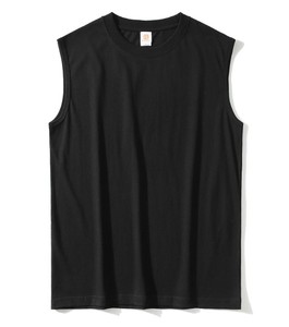 Camiseta de Hombre sin Mangas, 100% Algodón, Lisa, Teñida, Negra, de Alta Calidad, Estilo Urbano, con Diseño Frontal, Venta al Por Mayor - Product Image 5