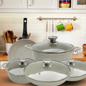 Durable Eco-Friendly Nonstick Aluminum <strong>Cookware</strong> <strong>Set</strong> Pots and Pans for Home Kitchen Use Dishwasher Safe - Product Image 1