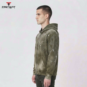 2026 Best Sale Heavyweight High Quality <b>Plain</b> Custom Unisex Men's Winter 100% Cotton Sport Wear Rhinestone <b>Hoodies</b> - Product Image 3