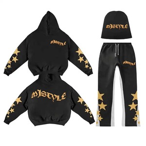 Conjunto Deportivo de Invierno de Alta Calidad para Mujer, Sudadera con Capucha y Pantalones Jogger 3D con Parches, Diseño Acampanado de 2 Piezas - Product Image 2