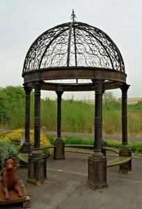 Gazebo de jardin classique en fer forgé, résistant à la rouille, design victorien, résistant aux intempéries, montage facile, finition noire, option écran. - Product Image 2