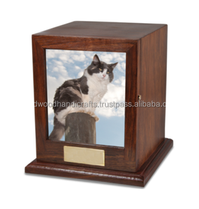 Caja de madera para urna funeraria hecha a mano para cenizas de mascotas Urnas de cremación de madera para cenizas de gatos y perros Urnas de palisandro a bajo precio - Product Image 4