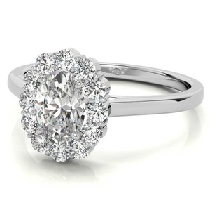 Oval Cut Moissanite Luxury Certified <b>Ring</b> 925 Sterling <b>Silver</b> White Gold Plated <b>Solitaire</b> Engagement Bridal Wedding Promise <b>Ring</b> - Product Image 3